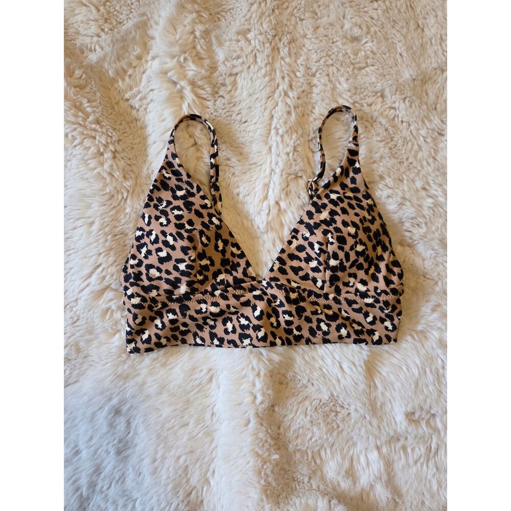 Aerie Cheetah Print Triangle Bikini Swim Top Only Size Small adjustable straps